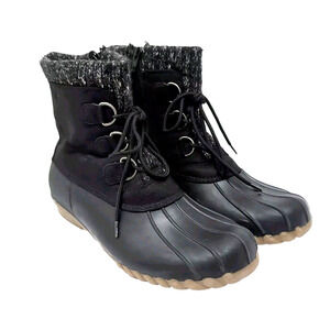 Baretraps Fabulous Duck Boots Women's Size 9 Black Side Zip Up Comfort Ankle